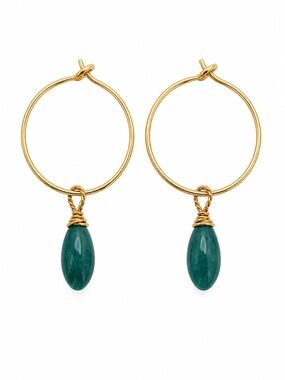 HP0022 Grandidierite Gold Hoop Earrings